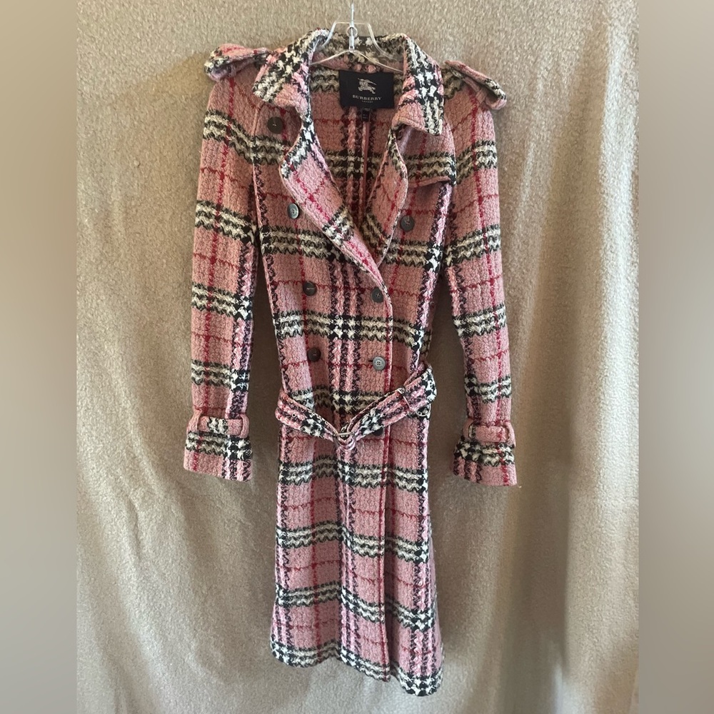 Wool BURBERRY Pink Trench, AUTHENTIC